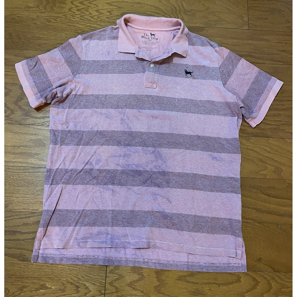 The Black Dog Stitched Logo Short Sleeve Polo Shirt (Men's Large) Pink *Flaws* L